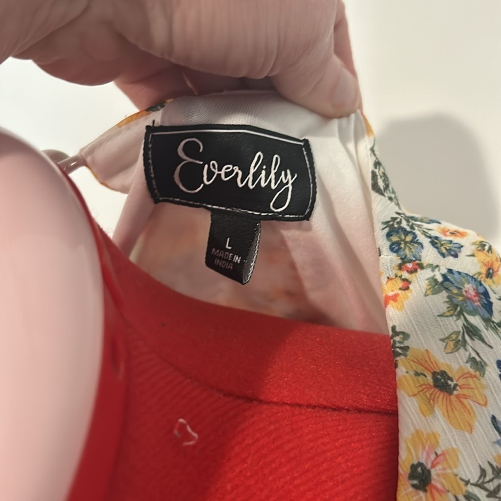 Everlily Floral Yellow Short Sleeve Garden Party Dress w/ Belt Size Large - Picture 5 of 5